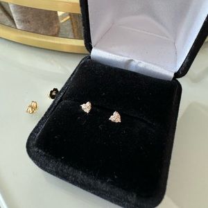 14k Diamond Mini Heart Stud Earrings